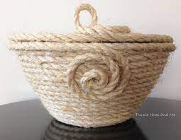 Coiled Sisal Rope Basket With Lid Diy Rope Basket Rope Basket Coiled Rope Basket Diy