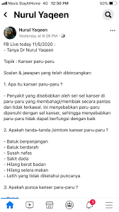 Sehingga kini, punca utama kemunculan kanser masih tidak menentu. Dr Nurul Yaqeen On Twitter Fb Live With Dr Nurul Yaqeen Topik Rawatan Kanser Paru Paru Https T Co Whcirxlcck