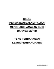 Kemendikbud (2014) menyatakan bahwa teks laporan disebut juga dengan teks klasifikasi. Contoh Teks Pendahuluan Bahas Ala Parlim Doc Contoh Teks Pendahuluan Bahas Ala Parlimen Dengan Lafaz Saya Membuka Arena Perdebatan Pada Hari Ini Course Hero