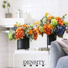 density密度 美式橘色清新黑色铁艺仿真花艺 甜品台客厅玄关摆放 table decorations decor home decor
