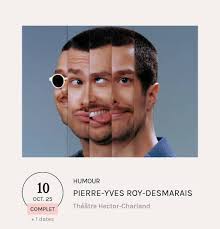 🎭 L'hilarant Pierre-Yves Roy-Desmarais est en spectacle ce vendredi soir  au Théâtre Hector-Charland ! 🍷 Réservez votre souper pré-spectacle à 49$  en ligne avec nous! www.bistrolecoupmonte.com
