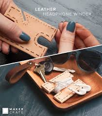Leather Handphone Winder Keep Your Earphones Tangle Free Maker Crate Organization Diy Leather Headphones Leather Projects Leather Diy