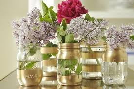 Diy Gold Mason Jar Flower Vases Mason Jar Decorations Mason Jar Vases Spray Paint Mason Jars