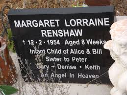 Margaret Lorraine Renshaw (1953-1954) - Find a Grave Memorial