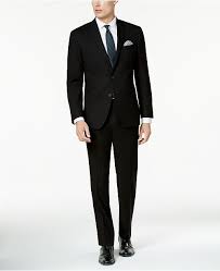 Mens Ready Flex Solid Black Big And Tall Slim Fit Suit