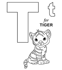 Coloring book or coloring page cartoon tiger and monkey driving a car. Letter T Coloring Pages Free Printables Momjunction