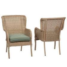 Hampton Bay Lemon Grove Stationary Wicker Outdoor Dining Chair With Surplus Cushion 2 Pack D1123 Wicker Dining Chairs Patio Dining Chairs Wicker Patio Chairs