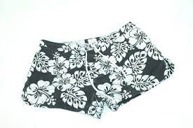 Material Girl Womens Swim Board Shorts Size 7 Black With White Hibiscus Floral Materialgirl Swimshorts Roxy Women Women Board Shorts Women