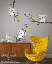 nursery wall decal grey koala bear wall decal on branches wall sticker home decor baby wall decals nursery wall decals bear wall decal