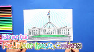How To Draw And Color Parliament House Canberra Australia Houses Of Parliament House Drawing Art For Kids