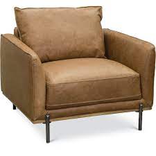 Seat cushion includes additional padding for lower lumbar back support. Mid Century Modern Camel Brown Leather Chair Marseille Rc Willey Furniture Store