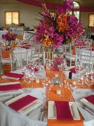 Pink Orange Decor Orange And Pink Wedding Orange Table Orange Wedding