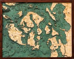 Bathymetric Map Of The San Juan Islands Carved Lake Art
