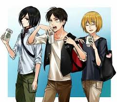 Mikasa Eren Armin Casual Clothes Attack On Titan Attack On Titan Anime Attack On Titan Attack On Titan Eren