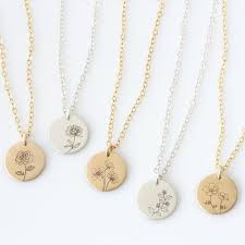 Birth Month Flower Necklace Personalized Birth Flower Necklace Birth Month Mom Necklace Daisy Poppy Rose Necklace Mothers Gift Gold Silver Rose Gold Gift For Her Mom Necklace Rose Gold Gifts