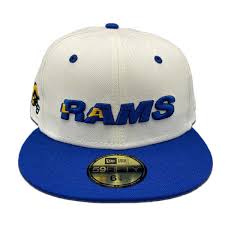 What is a new era hat? Los Angeles Rams Custom Chrome White Two Tone Rams Helmet Side Patch 59fifty Fitted Hat