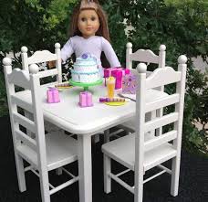 American Girl Doll Square White Table 4 Chair Set Etsy In 2020 American Girl Doll Furniture American Girl Kitchen American Girl Doll House