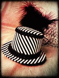 Black And White Striped Top Hat The Victoria Black And White Stripe Mini Top Hat Top Hats Hats Black White Stripes Black White