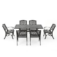 Noble House Greta 6 Piece Acacia Wood Rectangular Outdoor Dining Set With Bench And Beige Cushions In 2020 Rectangular Dining Set Outdoor Furniture Sets Outdoor Dining
