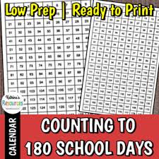 counting to 180 days of school chart