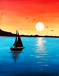 Sunset may be outlined with beach, sea or mountain. Sunset On The Water Painting Video Fresh Paint Studio
