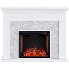 Fireplace doors block all outside air from entering the space, and a gas insert has its own flue that goes up the chimney. Southern Enterprises Torlington Marble Tiled Electric Fireplace Sylvane
