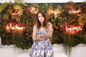 Neon Lights And Vertical Garden Cellar Door Lighting Inspiration Plant Wall