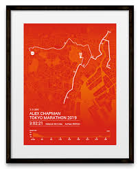 Tokyo won the rights to the games on 26 may 1959 at the 55th ioc session in munich, west germany, over bids from detroit, brussels and vienna. Tokyo Marathon Personalised Bespoke Route Map Poster