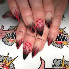 Brittany Bennett On Instagram These Little Devils Are On Ruby Magic And We Kinda Sorta Remade Halloween Acrylic Nails Halloween Nails Halloween Nail Designs