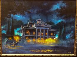 Disneyland haunted mansion set of 4 stretch paintings fine art prints. Disney And More Disneyland Haunted Mansion 50th Anniversary Celebration Paintings