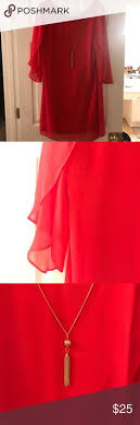Silky Red Dress Barn Dress With Gold Necklace Dress Barn Dresses Shopping Womens Dresses