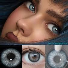 AMARA lensa kontak warna untuk mata 2 buah TAYLOR abu-abu lensa berwarna  hijau murid cantik tahunan Makeup kosmetik lensa kontak