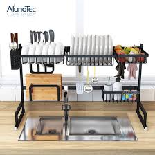 Most of them sit over the top of your sink or beside it and feature. Black Storage Organizer 85cm Over Sink Dish Drying Rack Stainless Steel Kitchen Shelf Holder China Dish Drying Rack And Dish Drainer Rack Price Made In China Com