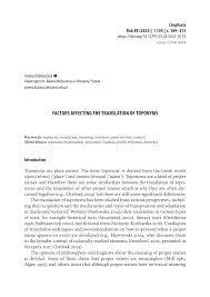 PDF) Factors affecting the Translation of Toponyms