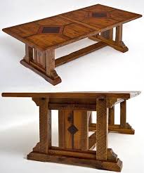 Barnwood Table Timber Frame Design 5 Shown With Optional Metal Wood Inlay Item Dt00118 Can B Timber Furniture Wood Dining Room Table Rustic Furniture