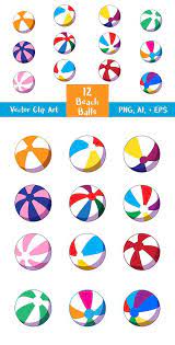12 Beach Balls Clipart Clip Art Printable Art Illustrator Cs5