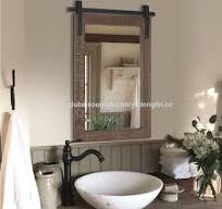Rustic Horizontal Wood Framed Bathroom Mirror