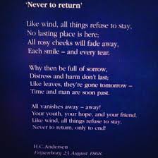Never To Return Hans Christian Andersen Hans Christian Andersen Great Quotes Christian