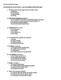 Literary Elements Exam With Key And Answer Sheet Middle School English Literary Elements Exam