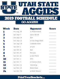 Printable 2019 Utah State Aggies Football Schedule Utah State University Utah State Aggies Aggie Football