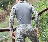 YAOTT Men's Military Combat Shirt with 1/4 Closure, Slim Fit Tactical Shirt  in Cotton Long Sleeve with Pockets, Camouflage Airsoft T Shirt Sportswear