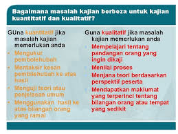 Dalam penyelidikan sosial, jika kita membahagikan kategori kaedah penyelidikan menjadi dua bahagian, iaitu kualitatif dan kuantitatif. Nota 3 Mengenal Pasti Masalah Kajian Konsep Utama