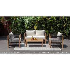 salon de jardin en bois d acacia fsc et tissage en corde 4 personnes borabora coussin salon de jardin salon de jardin gris salon de jardin bois