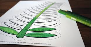 The words at the end of each line are meant to be stretched out when you sing them where the hyphens are. Free Downloadable Palm Frond Coloring Page For Palm Sunday