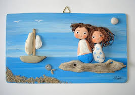 Amore Arte Di Ghiaia Quadro Dipinto A Mano Di Nivadesignsshop Artigianato Di Famiglia Arte Con Ciottoli Arte Del Legno