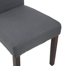 Lssbought Set Of 2 Luxurious Fabric Dining Chairs With Copper Nails And Solid Wood Legs Dark Gray Deta Fabric Dining Chairs Cheap Dining Sets Luxury Fabrics