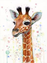 Baby Giraffe Watercolor Painting Cute Animals Giraffe Art Giraffe Painting Watercolor Art Prints