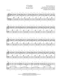 Clocks By Coldplay Piano Sheet Music Rookie Level Piano Sheet Music Coldplay Piano Sheet Music