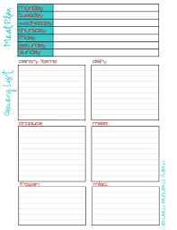 Meal Plan Grocery List Free Printable Meal Planner Printable Meal Plan Grocery List Meal Planner