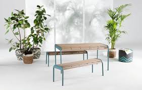 Table pliable 2 bancs pehd. Bancs De Jardin Pour Salon Et Salle A Manger D Exterieur Cote Maison